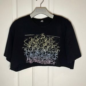Black super cropped oversized Tesseract Band Tee